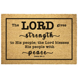 Heavy-Duty Outdoor Mat - The Lord Will Give Strength To His People ~Psalm 29:11~