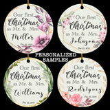 Customizable Durable MDF High-Gloss Christmas Ornament: Our First Christmas As Mr. & Mrs. (9 Designs)