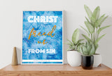 Week 5: Set of 3 Posters Inspirational Bible Scriptures (Theme: Sapphire Teal Ink)
