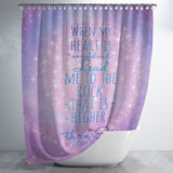 Bible Verses Premium Oxford Fabric Shower Curtain - Lead Me To The Rock That Is Higher Than I ~Psalm 61:2~ Design 2