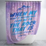 Bible Verses Premium Oxford Fabric Shower Curtain - Lead Me To The Rock That Is Higher Than I ~Psalm 61:2~ Design 14