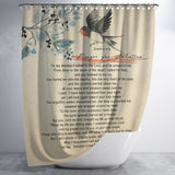 Bible Verses Premium Oxford Fabric Shower Curtain - Prayer for Salvation ~Jonah 2:2-9~ (Design: Bird 3)