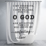 Bible Verses Premium Oxford Fabric Shower Curtain - God Is My Defense, My God Of Mercy ~Psalm 59:17~