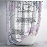 Bible Verses Premium Oxford Fabric Shower Curtain - Prayer for Protection ~Psalm 91:9-16~ (Design: Flower Frame 3)