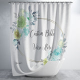 Customizable Artistic Minimalist Bible Verse Luxury Oxford Fabric Shower Curtain With Your Signature (Design: Rectangle Garland 7)