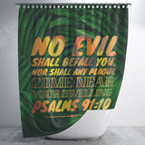 Bible Verses Premium Oxford Fabric Shower Curtain - No Evil Shall Befall You ~Psalm 91:10~ Design 8