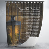 Bible Verses Premium Oxford Fabric Shower Curtain - Prayer for Protection ~Psalm 91:9-16~ (Design: Lamp 1)