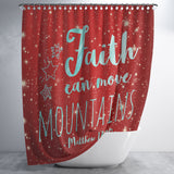 Bible Verses Premium Oxford Fabric Shower Curtain - Faith Can Move Mountains ~Matthew 17:20~ Design 4