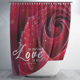 Bible Verses Premium Oxford Fabric Shower Curtain - Love Is Patient Love Is Kind ~1 Corinthians 13:4~