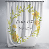 Customizable Artistic Minimalist Bible Verse Luxury Oxford Fabric Shower Curtain With Your Signature (Design: Square Garland 7)