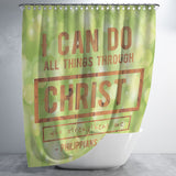 Bible Verses Premium Oxford Fabric Shower Curtain - Christ Strengthens Me ~Philippians 4:13~ Design 6