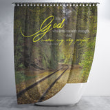 Bible Verses Premium Oxford Fabric Shower Curtain - God Who Arms Me With Strength ~Psalm 18:32~