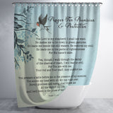 Bible Verses Premium Oxford Fabric Shower Curtain - Prayer for Provision & Protection ~Psalm 23:1-6~ (Design: Bird 2)