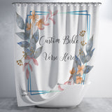 Customizable Artistic Minimalist Bible Verse Luxury Oxford Fabric Shower Curtain With Your Signature (Design: Square Garland 14)
