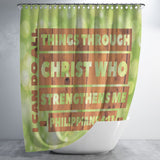 Bible Verses Premium Oxford Fabric Shower Curtain - Christ Strengthens Me ~Philippians 4:13~ Design 1