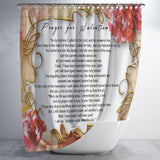 Bible Verses Premium Oxford Fabric Shower Curtain - Prayer for Salvation ~Jonah 2:2-9~ (Design: Flower Frame 2)