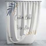 Customizable Artistic Minimalist Bible Verse Luxury Oxford Fabric Shower Curtain With Your Signature (Design: Rectangle Garland 4)