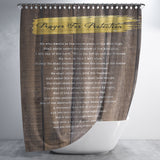 Bible Verses Premium Oxford Fabric Shower Curtain - Prayer for Protection ~Psalm 91:1-8~ (Design: Wood 1)