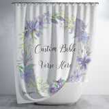 Customizable Artistic Minimalist Bible Verse Luxury Oxford Fabric Shower Curtain With Your Signature (Design: Square Garland 6)