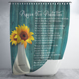 Bible Verses Premium Oxford Fabric Shower Curtain - Prayer for Protection ~Psalm 91:9-16~ (Design: Flower Wood 3)