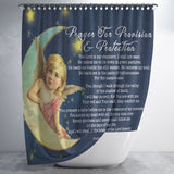 Bible Verses Premium Oxford Fabric Shower Curtain - Prayer for Provision & Protection ~Psalm 23:1-6~ (Design: Angel 3)