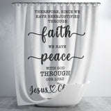 Bible Verses Premium Oxford Fabric Shower Curtain - We Have Peace With God ~Romans 5:1~