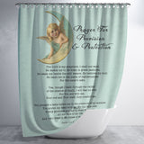 Bible Verses Premium Oxford Fabric Shower Curtain - Prayer for Provision & Protection ~Psalm 23:1-6~ (Design: Angel 1)