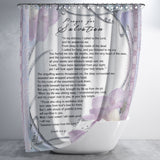 Bible Verses Premium Oxford Fabric Shower Curtain - Prayer for Salvation ~Jonah 2:2-9~ (Design: Flower Frame 3)