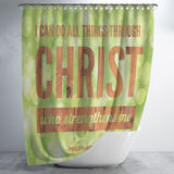 Bible Verses Premium Oxford Fabric Shower Curtain - Christ Strengthens Me ~Philippians 4:13~ Design 3