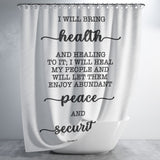 Bible Verses Premium Oxford Fabric Shower Curtain - I Will Bring Health & Healing ~Jeremiah 33:6~