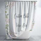 Customizable Artistic Minimalist Bible Verse Luxury Oxford Fabric Shower Curtain With Your Signature (Design: Rectangle Garland 9)