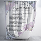 Bible Verses Premium Oxford Fabric Shower Curtain - Prayer for Protection ~Psalm 91:1-8~ (Design: Flower Frame 3)
