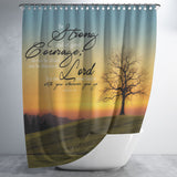 Bible Verses Premium Oxford Fabric Shower Curtain - God Is With You Wherever You Go ~Joshua 1:9~