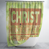 Bible Verses Premium Oxford Fabric Shower Curtain - Christ Strengthens Me ~Philippians 4:13~ Design 9