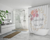 Customizable Artistic Minimalist Bible Verse Luxury Oxford Fabric Shower Curtain With Your Signature (Design: Square Garland 19)