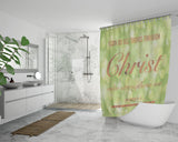 Bible Verses Premium Oxford Fabric Shower Curtain - Christ Strengthens Me ~Philippians 4:13~ Design 2