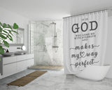 Bible Verses Premium Oxford Fabric Shower Curtain - God Is My Strength & Power ~2 Samuel 22:33~