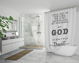 Bible Verses Premium Oxford Fabric Shower Curtain - The Lord Is My Refuge & My Fortress ~Psalm 91:2~