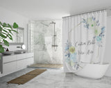 Customizable Artistic Minimalist Bible Verse Luxury Oxford Fabric Shower Curtain With Your Signature (Design: Square Garland 9)