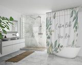 Customizable Artistic Minimalist Bible Verse Luxury Oxford Fabric Shower Curtain With Your Signature (Design: Rectangle Garland 8)