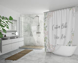 Customizable Artistic Minimalist Bible Verse Luxury Oxford Fabric Shower Curtain With Your Signature (Design: Rectangle Garland 9)