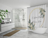 Customizable Artistic Minimalist Bible Verse Luxury Oxford Fabric Shower Curtain With Your Signature (Design: Square Garland 12)
