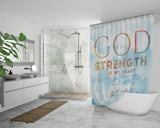 Bible Verses Premium Oxford Fabric Shower Curtain - God Is The Strength Of My Heart ~Psalm 73:26~ Design 17