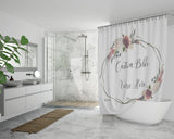 Customizable Artistic Minimalist Bible Verse Luxury Oxford Fabric Shower Curtain With Your Signature (Design: Rectangle Garland 2)