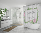Customizable Artistic Minimalist Bible Verse Luxury Oxford Fabric Shower Curtain With Your Signature (Design: Rectangle Garland 1)
