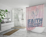Bible Verses Premium Oxford Fabric Shower Curtain - Walk By Faith ~2 Corinthians 5:7~ Design 2