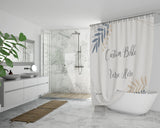 Customizable Artistic Minimalist Bible Verse Luxury Oxford Fabric Shower Curtain With Your Signature (Design: Rectangle Garland 4)