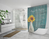 Bible Verses Premium Oxford Fabric Shower Curtain - Prayer for Protection ~Psalm 91:9-16~ (Design: Flower Wood 3)
