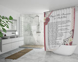 Bible Verses Premium Oxford Fabric Shower Curtain - Prayer for Provision & Protection ~Psalm 23:1-6~ (Design: Flower Frame 1)