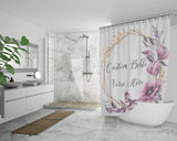 Customizable Artistic Minimalist Bible Verse Luxury Oxford Fabric Shower Curtain With Your Signature (Design: Square Garland 13)
